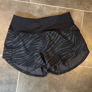 lululemon athletica Speed Up 2tall Black Zebra Pattern Athletic Shorts